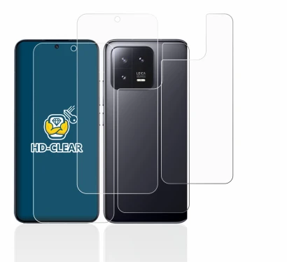 Abbildung des Geräts Xiaomi 13 (Display+Rückseite) mit einer Vielzahl des Displayschutzes.