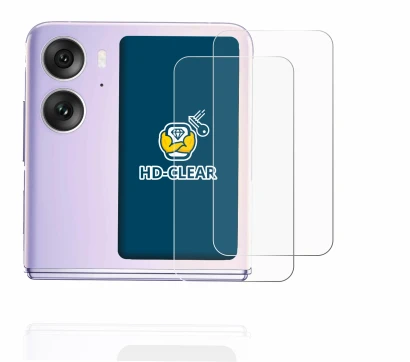 Abbildung des Geräts Oppo Find N2 Flip (Hinteres Display) mit einer Vielzahl des Displayschutzes.