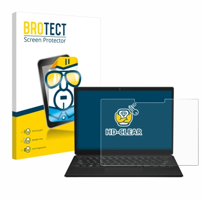 Vorderseite einer Produktverpackung mit dem Markenlogo BROTECT. Daneben ist das Gerät ASUS ROG Flow Z13 2023 mit dem zugehörig