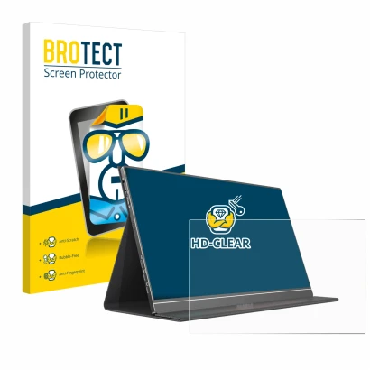 Vorderseite einer Produktverpackung mit dem Markenlogo BROTECT. Daneben ist das Gerät Arzopa S1 Table 15.6" Tragbarer Monitor