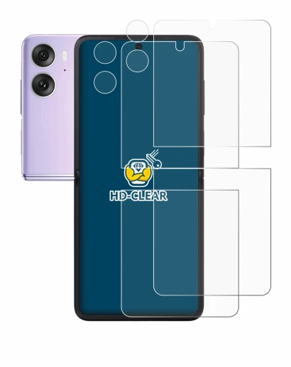 Abbildung des Geräts Oppo Find N2 Flip (Display+Kamera) mit einer Vielzahl des Displayschutzes.