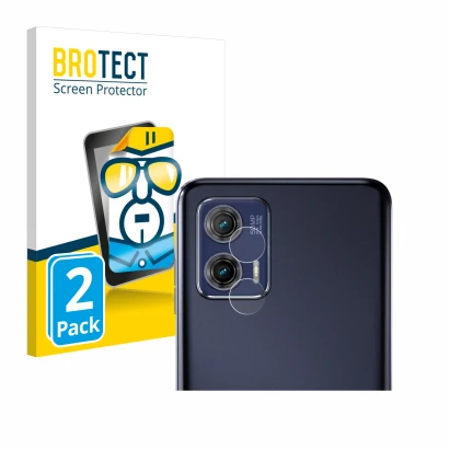 Vorderseite einer Produktverpackung mit dem Markenlogo BROTECT. Daneben ist das Gerät Motorola Moto G73 5G (NUR Kameraschutz)