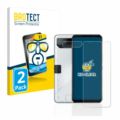 Vorderseite einer Produktverpackung mit dem Markenlogo BROTECT. Daneben ist das Gerät ASUS ROG Phone 7 Ultimate (Display+Kamer