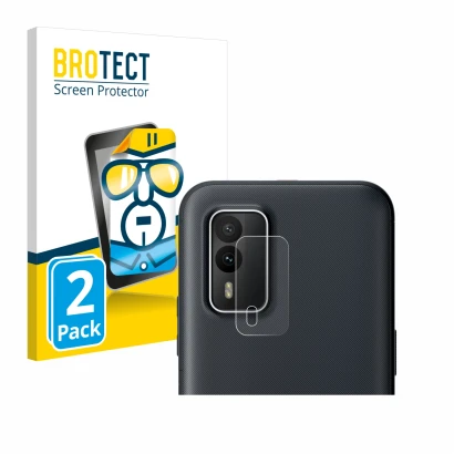 Vorderseite einer Produktverpackung mit dem Markenlogo BROTECT. Daneben ist das Gerät Nokia XR21 (NUR Kameraschutz) mit dem zu