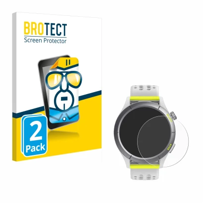 Vorderseite einer Produktverpackung mit dem Markenlogo BROTECT. Daneben ist das Gerät Huami Amazfit Cheetah mit dem zugehörige