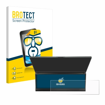 Vorderseite einer Produktverpackung mit dem Markenlogo BROTECT. Daneben ist das Gerät ASUS ROG Zephyrus Duo 16 2023 (NUR Touch