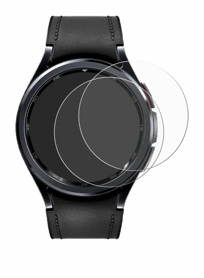 Abbildung des Geräts Samsung Galaxy Watch 6 Classic (43 mm) mit einer Vielzahl des Displayschutzes.