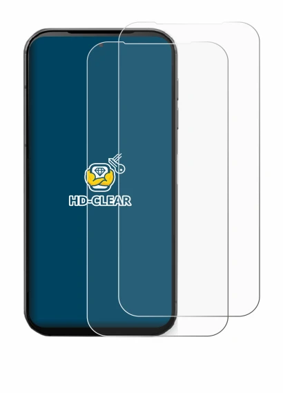 Abbildung des Geräts Fairphone 5 mit einer Vielzahl des Displayschutzes.