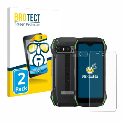 Vorderseite einer Produktverpackung mit dem Markenlogo BROTECT. Daneben ist das Gerät Blackview N6000 (Display+Kamera) mit dem