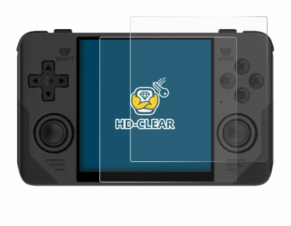 Abbildung des Geräts Powkiddy RGB30 mit einer Vielzahl des Displayschutzes.