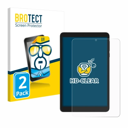 Vorderseite einer Produktverpackung mit dem Markenlogo BROTECT. Daneben ist das Gerät Doogee T20 Mini mit dem zugehörigen Disp