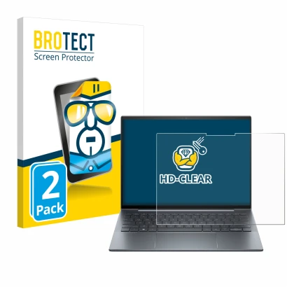 Vorderseite einer Produktverpackung mit dem Markenlogo BROTECT. Daneben ist das Gerät HP Dragonfly G4 Non-Touch mit dem zugehö