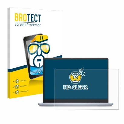 Vorderseite einer Produktverpackung mit dem Markenlogo BROTECT. Daneben ist das Gerät Dell Inspiron 14 Plus 7440 Laptop mit de