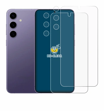 Abbildung des Geräts Samsung Galaxy S24 (Display+Kamera) mit einer Vielzahl des Displayschutzes.