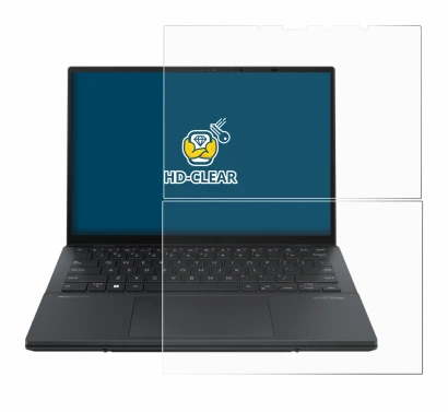Abbildung des Geräts ASUS ZenBook Duo OLED 2024 UX8406 mit einer Vielzahl des Displayschutzes.