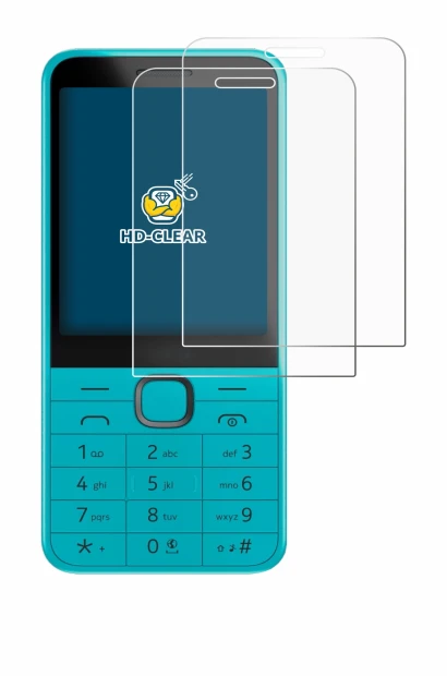 Abbildung des Geräts Nokia 235 4G (2024) mit einer Vielzahl des Displayschutzes.