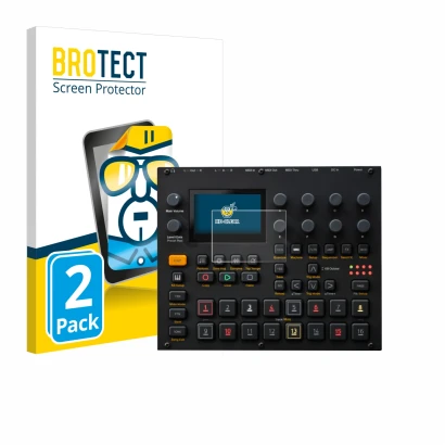 Vorderseite einer Produktverpackung mit dem Markenlogo BROTECT. Daneben ist das Gerät Elektron Digitakt II mit dem zugehörigen