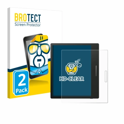 Vorderseite einer Produktverpackung mit dem Markenlogo BROTECT. Daneben ist das Gerät Boox Go Color 7 mit dem zugehörigen Disp