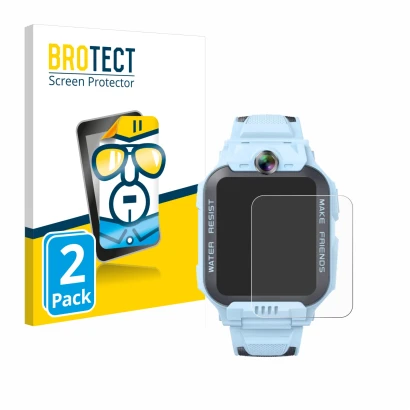 Vorderseite einer Produktverpackung mit dem Markenlogo BROTECT. Daneben ist das Gerät Imoo Watch Phone Z7 mit dem zugehörigen 