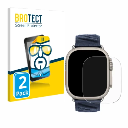 Vorderseite einer Produktverpackung mit dem Markenlogo BROTECT. Daneben ist das Gerät Apple Watch Hermès Ultra 2 mit dem zugeh