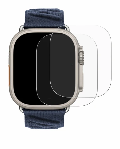 Abbildung des Geräts Apple Watch Hermès Ultra 2 mit einer Vielzahl des Displayschutzes.