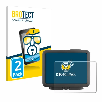 Vorderseite einer Produktverpackung mit dem Markenlogo BROTECT. Daneben ist das Gerät GoPro Hero 4k mit dem zugehörigen Displa