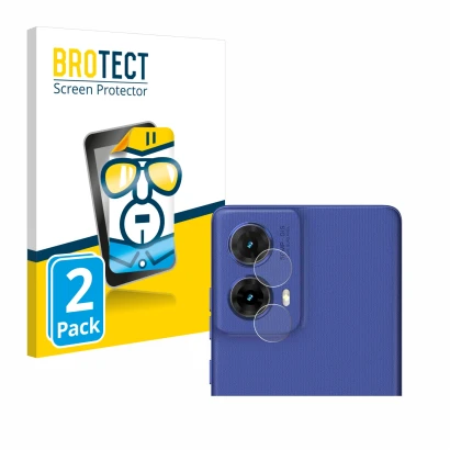 Vorderseite einer Produktverpackung mit dem Markenlogo BROTECT. Daneben ist das Gerät Motorola Moto G85 (NUR Kamera) mit dem z