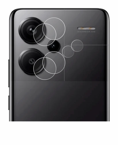 Abbildung des Geräts Xiaomi Redmi Note 13 Pro+ 5G (NUR Kameraschutz) mit einer Vielzahl des Displayschutzes.