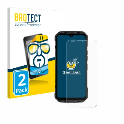 Vorderseite einer Produktverpackung mit dem Markenlogo BROTECT. Daneben ist das Gerät Doogee V Max Plus mit dem zugehörigen Di