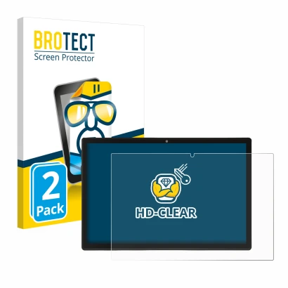 Vorderseite einer Produktverpackung mit dem Markenlogo BROTECT. Daneben ist das Gerät Acepad A150 mit dem zugehörigen Displays