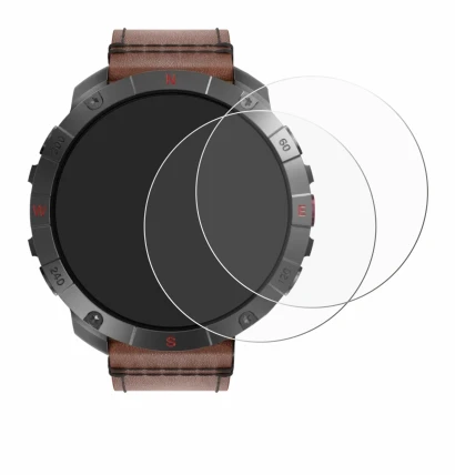 Abbildung des Geräts Polar Grit X2 Pro Titan mit einer Vielzahl des Displayschutzes.