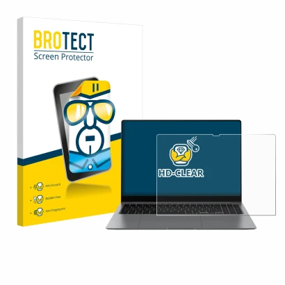 Vorderseite einer Produktverpackung mit dem Markenlogo BROTECT. Daneben ist das Gerät Samsung Galaxy Book5 Pro 16