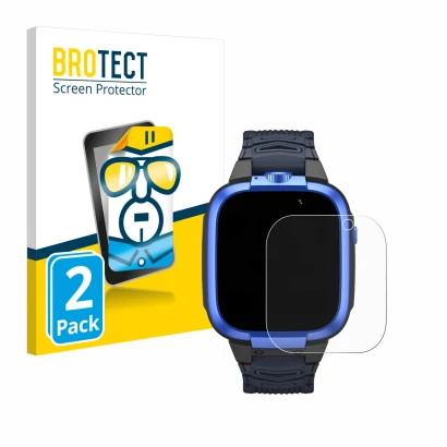 Vorderseite einer Produktverpackung mit dem Markenlogo BROTECT. Daneben ist das Gerät Xiaomi Mibro Kids Z3 mit dem zugehörigen