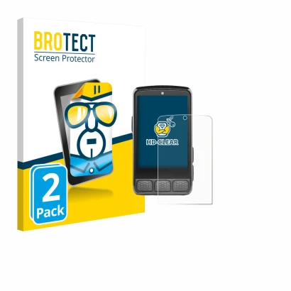 Vorderseite einer Produktverpackung mit dem Markenlogo BROTECT. Daneben ist das Gerät Wahoo Elemnt Roam V3 mit dem zugehörigen