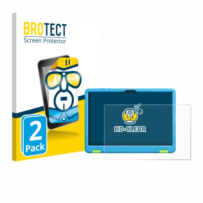 Vorderseite einer Produktverpackung mit dem Markenlogo BROTECT. Daneben ist das Gerät Honor Pad X8a Kids Edition mit dem zugeh
