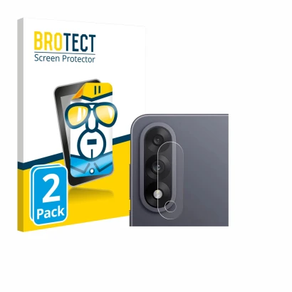Vorderseite einer Produktverpackung mit dem Markenlogo BROTECT. Daneben ist das Gerät OnePlus Nord 5 (NUR Kameraschutz) mit de