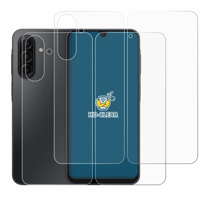 Abbildung des Geräts Samsung Galaxy A17 5G (Display+Rückseite) mit einer Vielzahl des Displayschutzes.