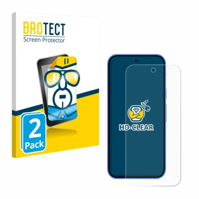 Vorderseite einer Produktverpackung mit dem Markenlogo BROTECT. Daneben ist das Gerät Google Pixel 10 mit dem zugehörigen Disp