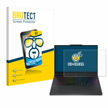 Vorderseite einer Produktverpackung mit dem Markenlogo BROTECT. Daneben ist das Gerät Lenovo Legion 5i Gen 10 15" mit dem zuge