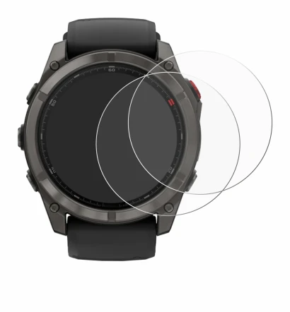 Abbildung des Geräts Garmin Fenix 8 Pro AMOLED (51 mm) mit einer Vielzahl des Displayschutzes.
