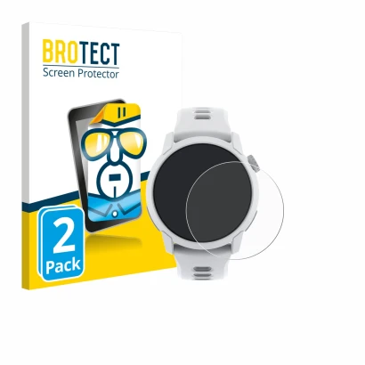 Vorderseite einer Produktverpackung mit dem Markenlogo BROTECT. Daneben ist das Gerät Coros Pace 4 mit dem zugehörigen Display