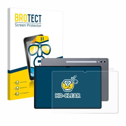 Vorderseite einer Produktverpackung mit dem Markenlogo BROTECT. Daneben ist das Gerät Samsung Galaxy Tab S10 Ultra (Display+Ka
