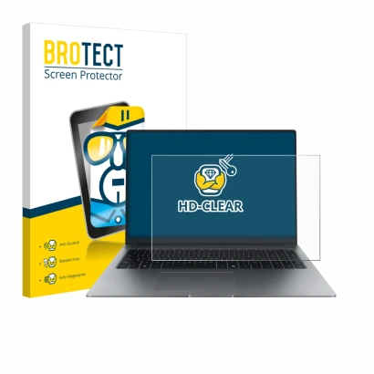 Vorderseite einer Produktverpackung mit dem Markenlogo BROTECT. Daneben ist das Gerät Honor MagicBook X16 Plus 2025 mit dem zu