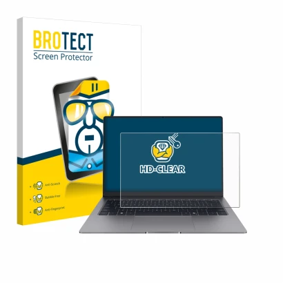 Vorderseite einer Produktverpackung mit dem Markenlogo BROTECT. Daneben ist das Gerät Honor MagicBook X14 Plus 2025 mit dem zu