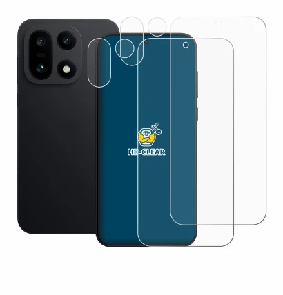 Abbildung des Geräts OnePlus 15 (Display+Kamera) mit einer Vielzahl des Displayschutzes.