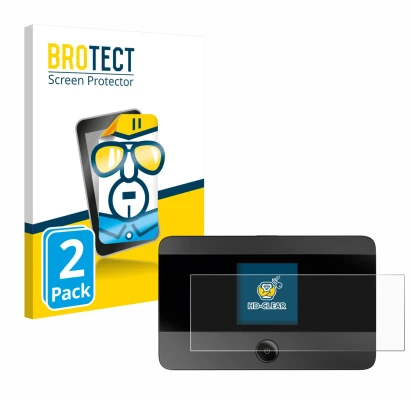 Vorderseite einer Produktverpackung mit dem Markenlogo BROTECT. Daneben ist das Gerät TP-Link M7350 mit dem zugehörigen Displa