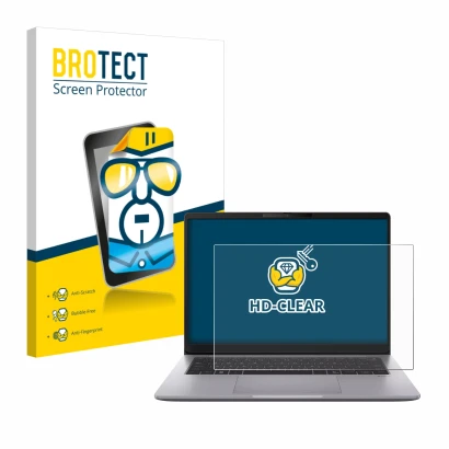 Vorderseite einer Produktverpackung mit dem Markenlogo BROTECT. Daneben ist das Gerät ASUS ExpertBook P3 G2 mit dem zugehörige