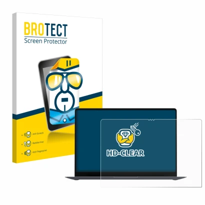 Vorderseite einer Produktverpackung mit dem Markenlogo BROTECT. Daneben ist das Gerät Samsung Galaxy Book6 Pro 16" mit dem zug