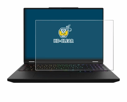 Abbildung des Geräts XMG Apex 16 Max mit einer Vielzahl des Displayschutzes.