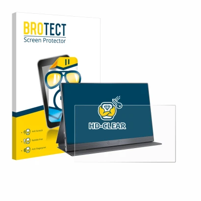 Vorderseite einer Produktverpackung mit dem Markenlogo BROTECT. Daneben ist das Gerät CUIUIC GS156B2 mit dem zugehörigen Displ